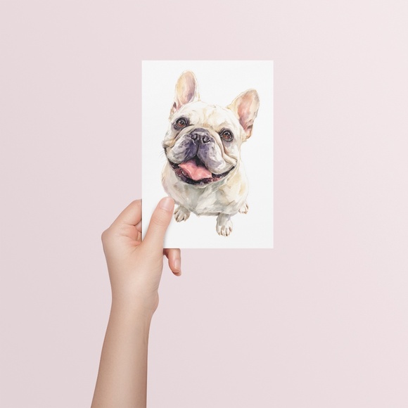 Watercolor French Bulldog Pet Portrait Wall Art Print Poster Unframed - Cute Dog - Picture 5 of 6